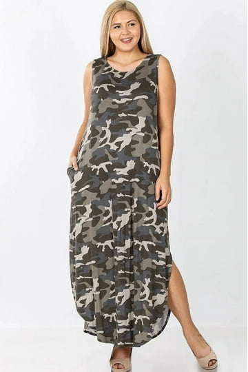 knee length dresses for ladies CAMO MAXI DRESS