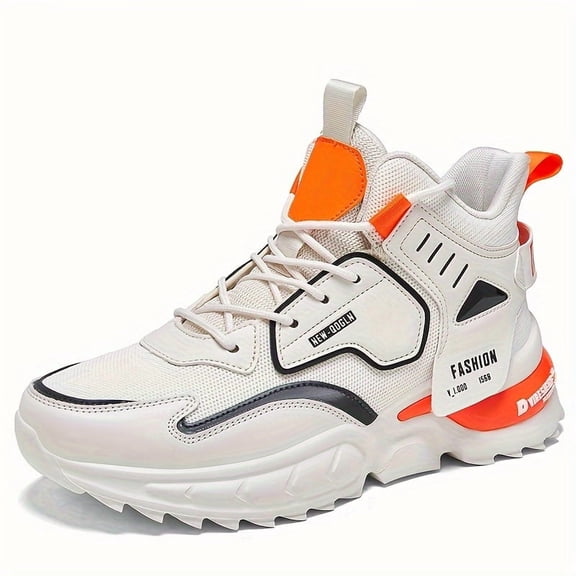 PLUS SIZE Men's High Top Chunky Shoes , Comfy Non Slip Durable Casual Shoes For Men's Winter & Autumn Outdoor Activities