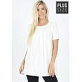 thumbnail image 1 of PLUS SIZE SHORT SLEEVE FRONT PLEATED TUNIC VARIOUS COLORS, 1 of 6