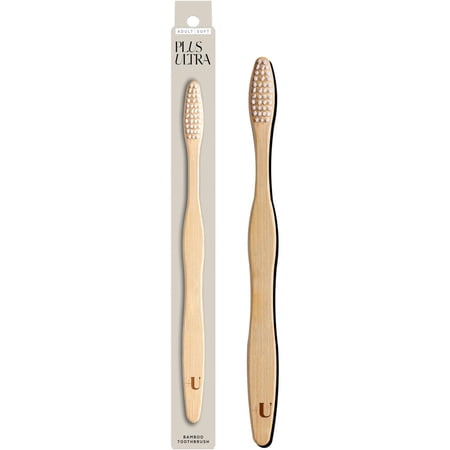 PLUS ULTRA Bamboo Toothbrush, Soft Bristle All-Natural Toothbrush, +U Logo Etched on Handle
