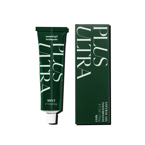 PLUS ULTRA Fluoride-Free Natural Gel Toothpaste with Aloe and Peppermint, Biodegradable, Vegan, 4.7 Fl Oz
