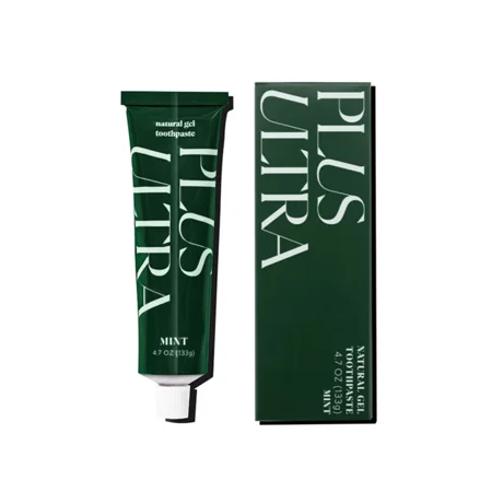 PLUS ULTRA Fluoride-Free Natural Gel Toothpaste with Aloe and Peppermint, Biodegradable, Vegan, 4.7 Fl Oz