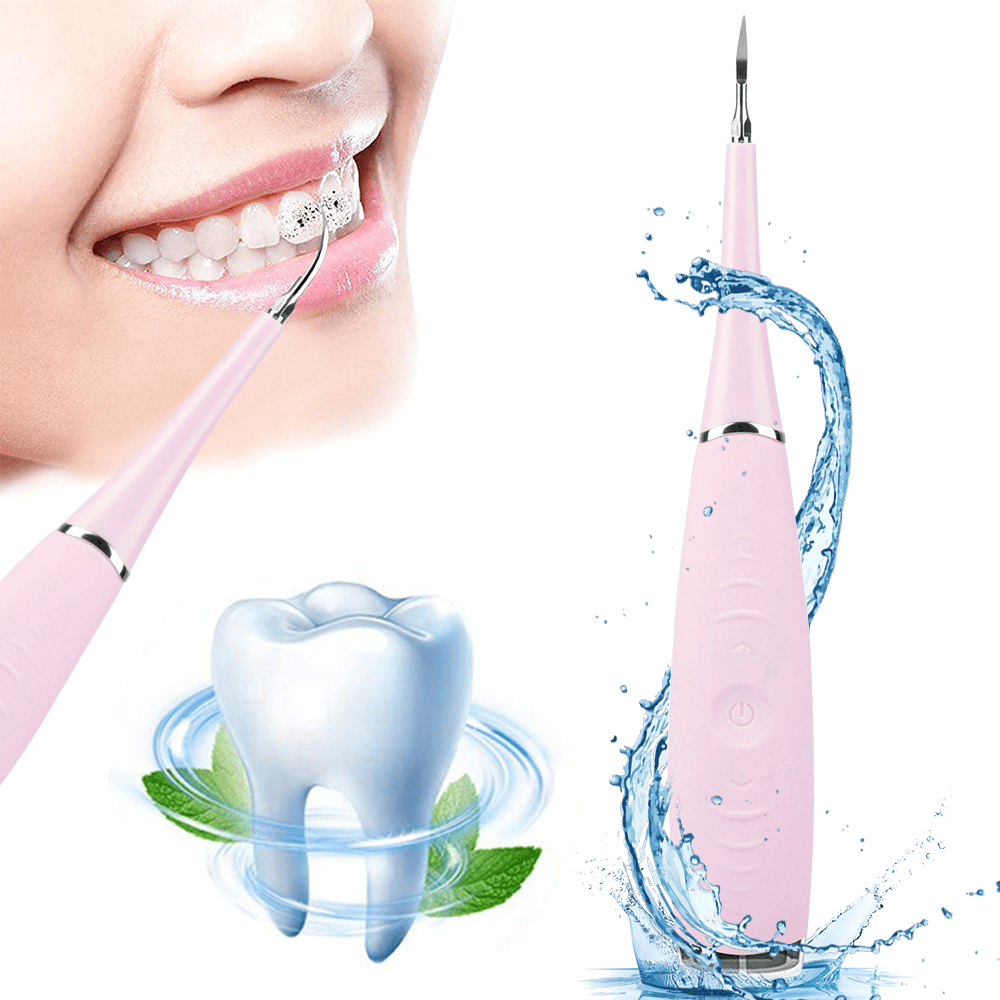 PLUSBRAVO Electric Sonic Dental Calculus Plaque Remover with USB Charging and Adjustable Modes Pink