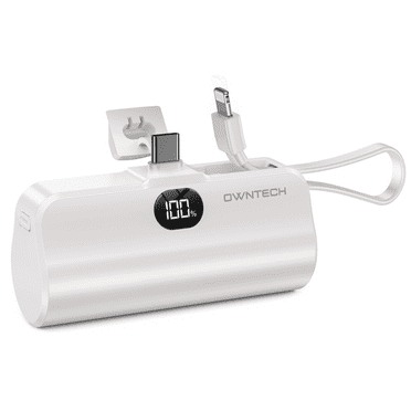 PLUSBRAVO  Portable Charger Small Fast Charger 5000mAh Portable Power Pack with Built-in Cables, for iPhone, Samsung
