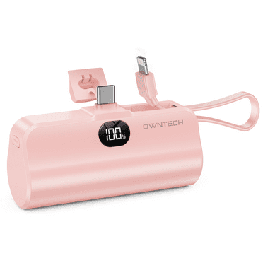 PLUSBRAVO Portable Charger Small Power Bank with Built-in Cables,5000mAh Fast Charger Battery Pack for iPhone 16/15/14 Series, Samsung S24/23, Android