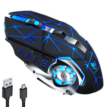 PLUSBRAVO Wireless Gaming Mouse with Buttons on the Side Rechargeable Computer Mice with Light