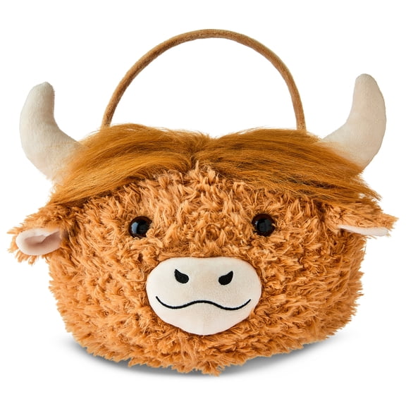 Plush Cow Basket, Brown, 9" x 6", Easter by Way To Celebrate