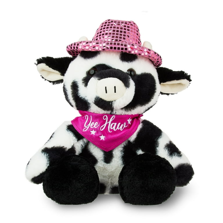 Way To Celebrate Cow Plush Toy with Bandana and Disco Cowboy Hat
