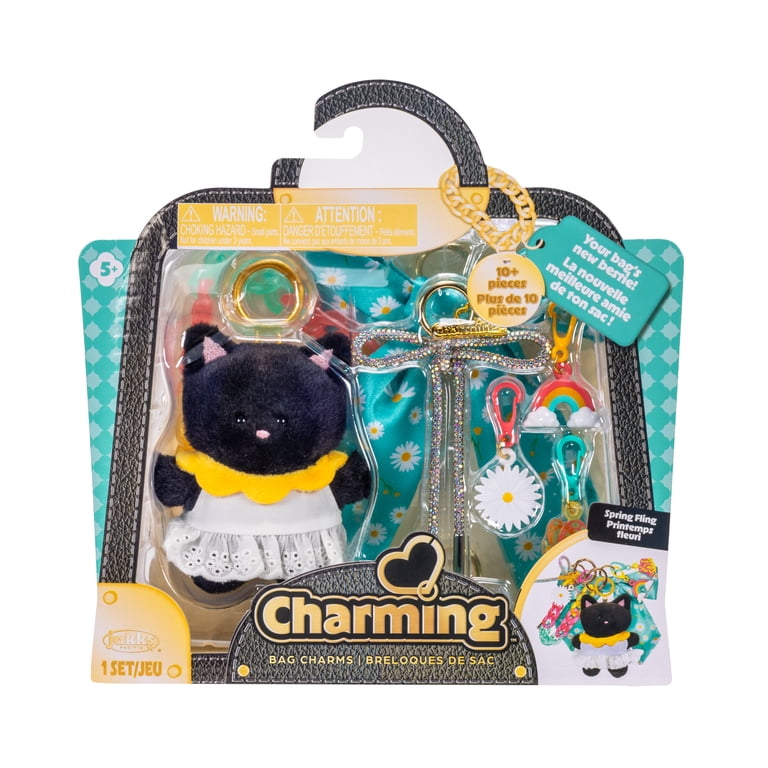 Charming Bag Charms Spring Fling Set with Plush Cat Doll