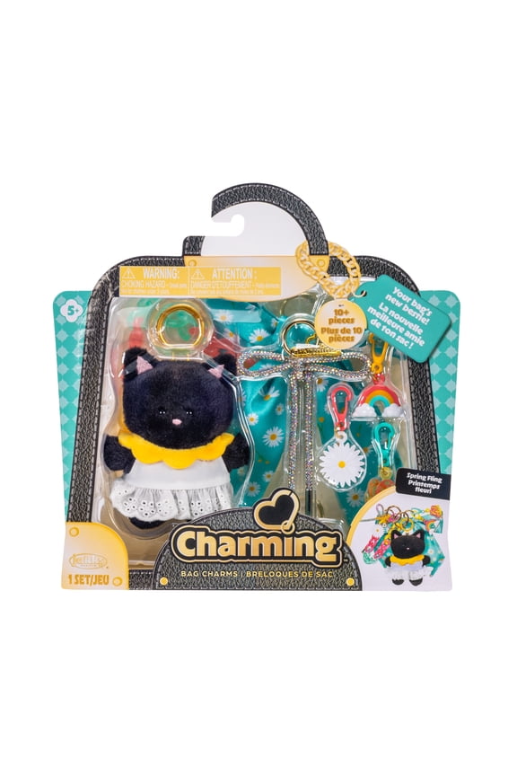 Charming Bag Charms Spring Fling Set with Plush Cat Doll & Accessories, 5+ Years