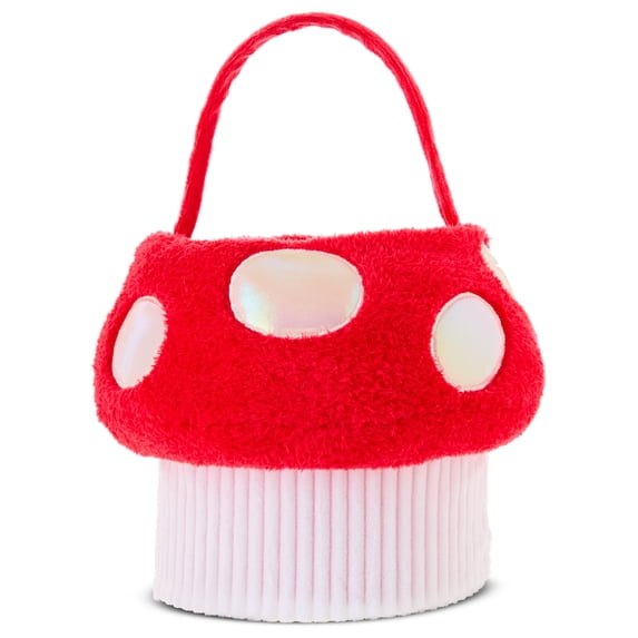 Plush Mushroom Basket, Red and White, 10.5" x 9", Easter by Way To Celebrate