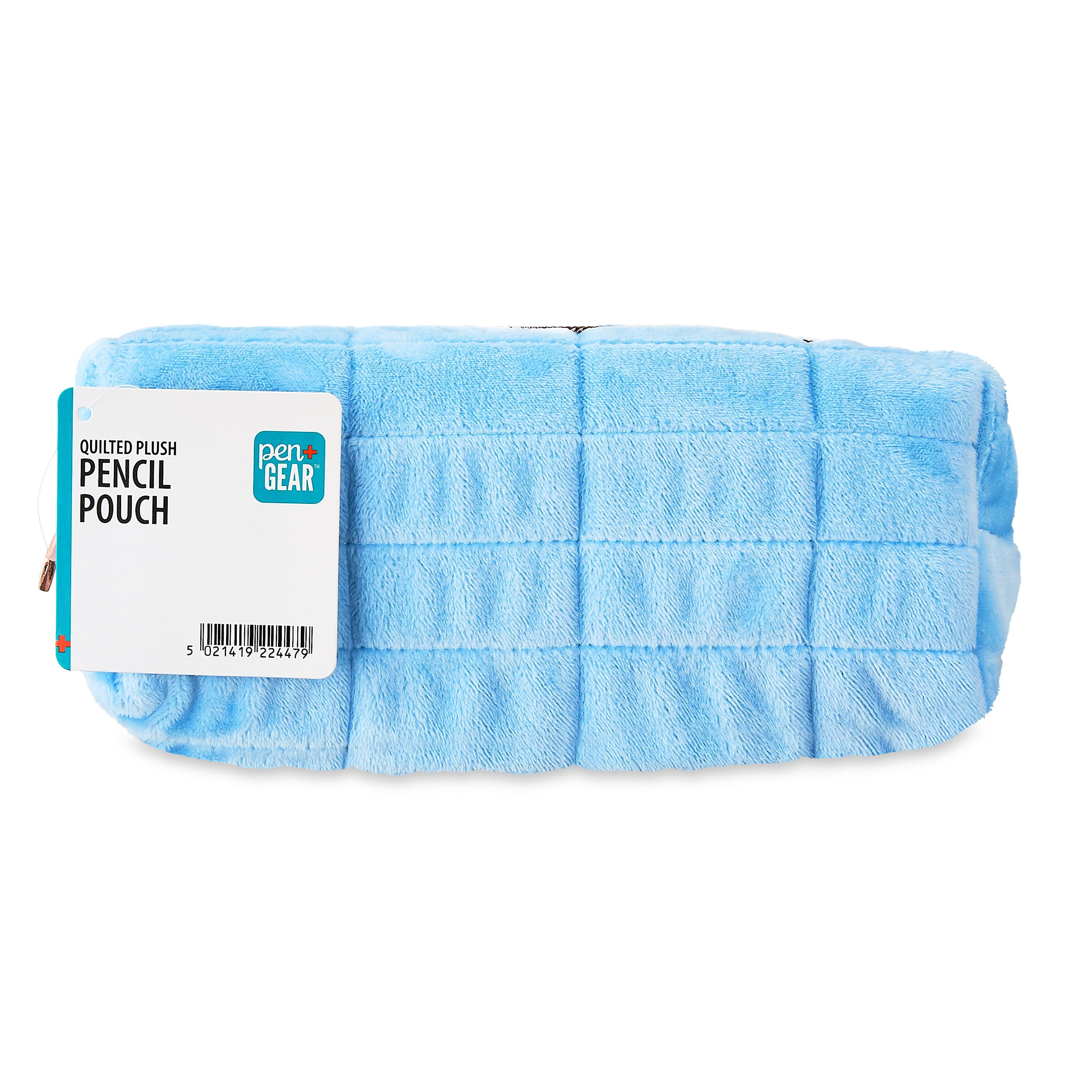 Pen+Gear High School, College Soft Quilted Plush Pencil Pouch, Blue