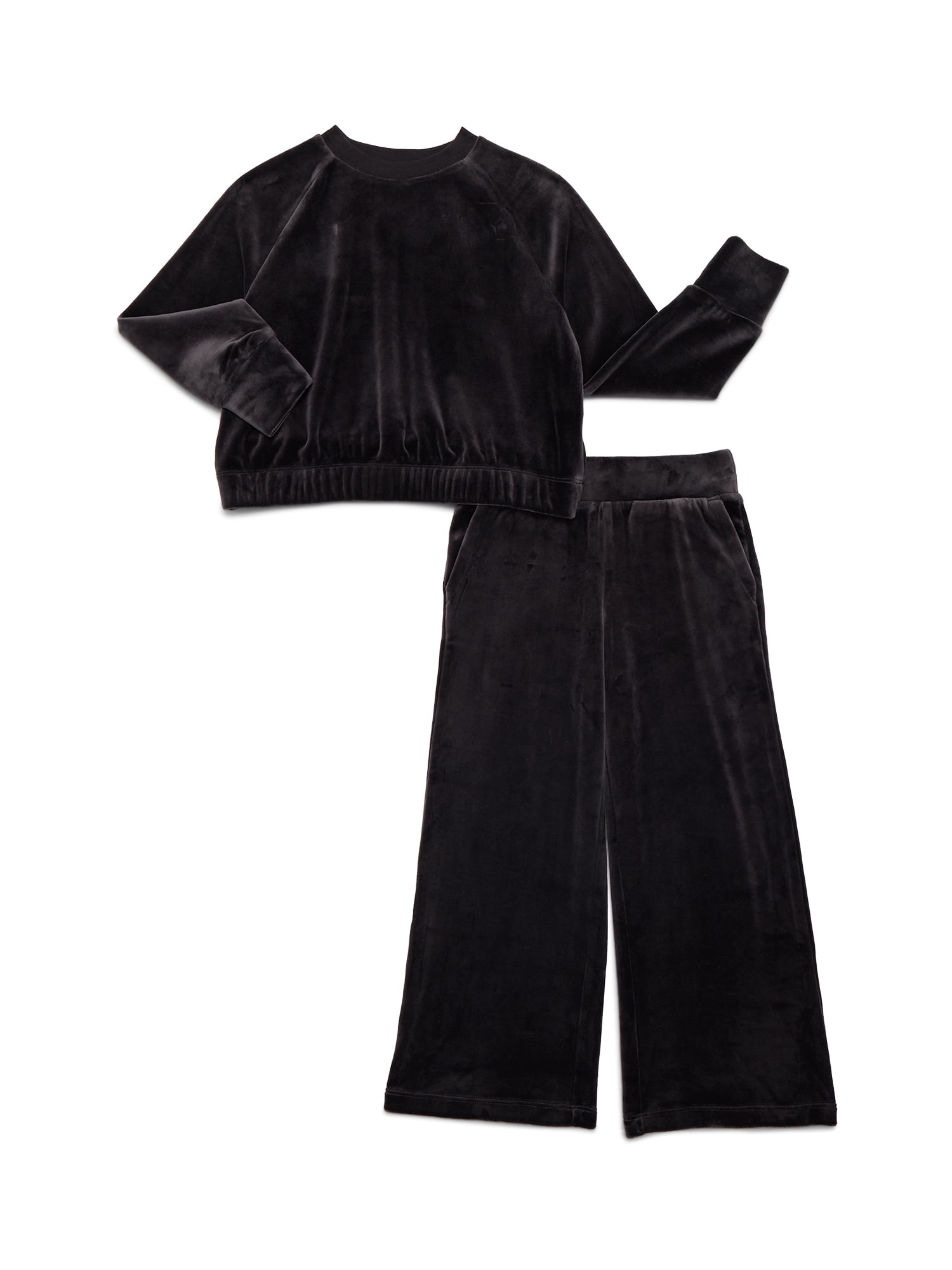 Athletic Works Girls Plush Velour Top and Pants Set, 2-Piece, Sizes 4-18