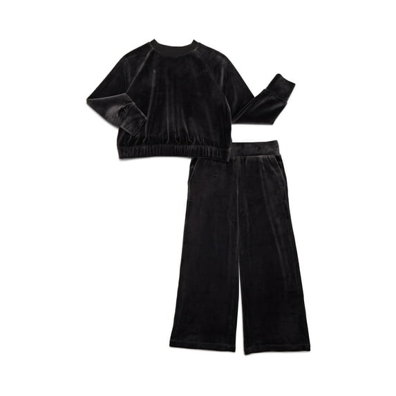 Athletic Works Girls Plush Velour Top and Pants Set, 2-Piece, Sizes 4-18