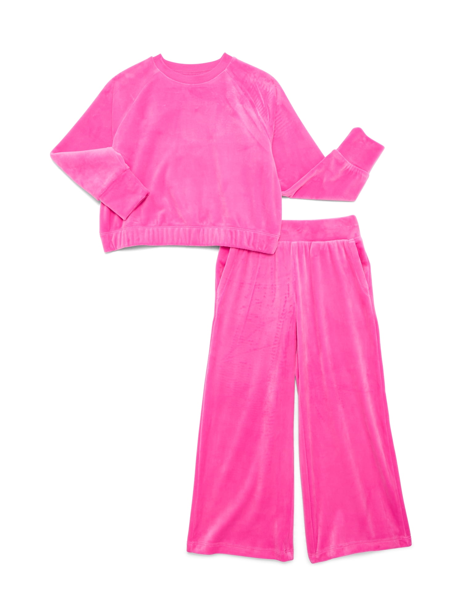 Athletic Works Girls Plush Velour Top and Pants Set, 2-Piece, Sizes 4-18