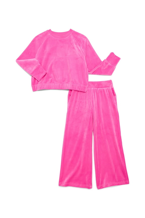 Girls Plush Velour Top and Pants Set, 2-Piece, Sizes 4-18