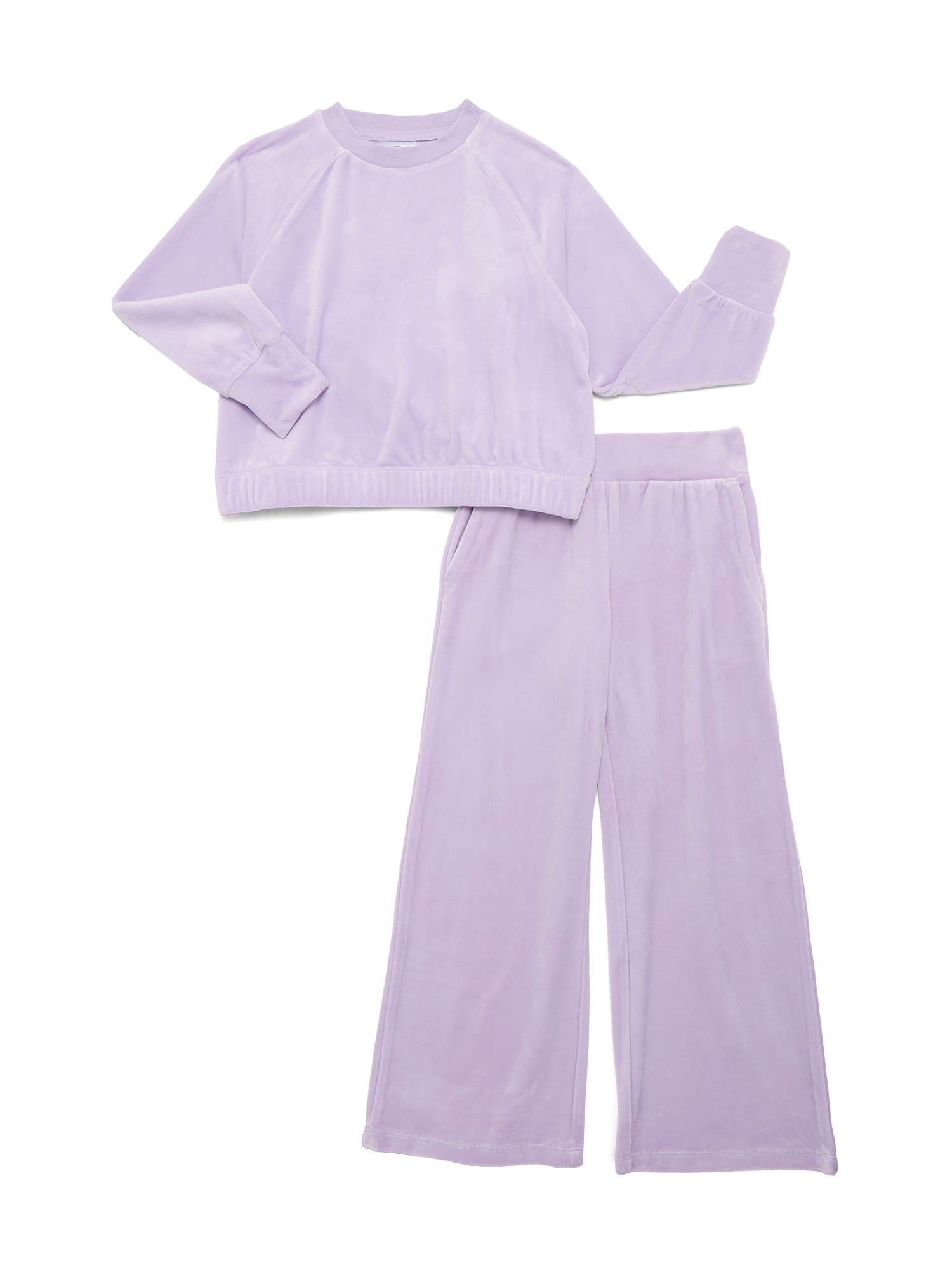 Athletic Works Girls Plush Velour Top and Pants Set, 2-Piece, Sizes 4-18