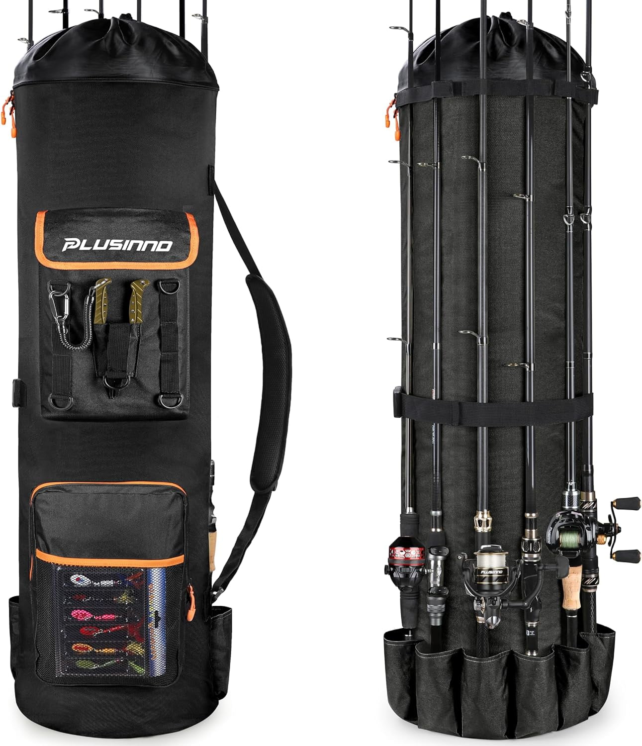 PLUSINNO Fishing Backpack with Rod Holders, Large Storage Fishing