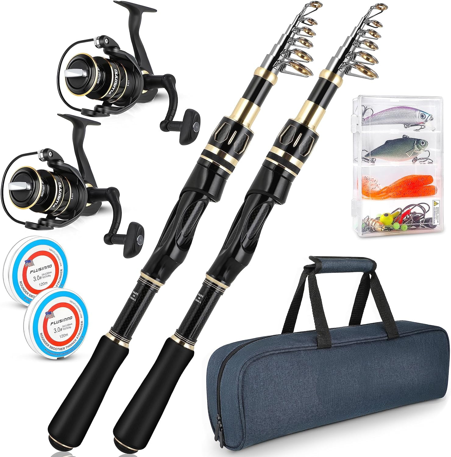 Fishing Rod & Reel Combo Telescopic Fishing Pole with Spinning Reel  Portable Travel Baitcasting Rods for Saltwater Freshwater : :  Sports & Outdoors