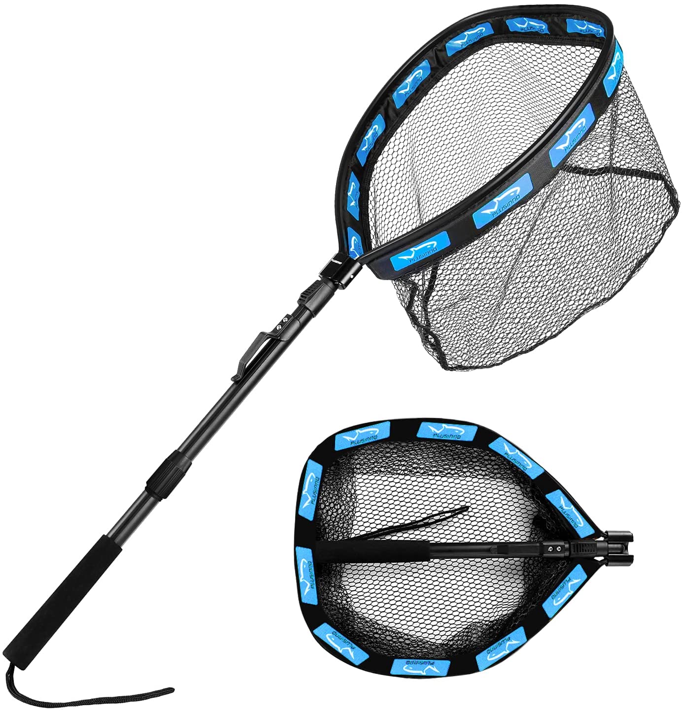 PLUSINNO Floating Fishing Net, Rubber Coated Fish net for Easy Catch