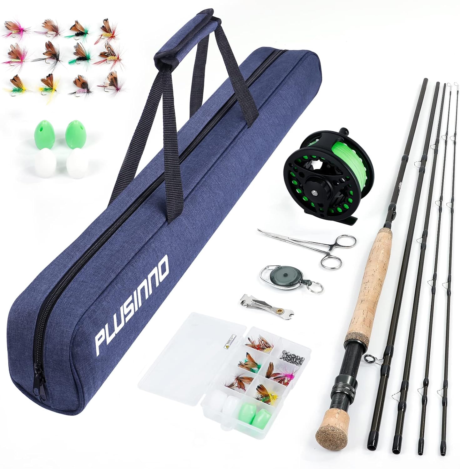 PLUSINNO Fly Fishing Rod and Reel Combo, 4 Piece Fly Fishing Starter
