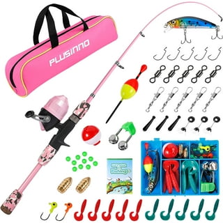 PLUSINNO Ladies Telescopic Fishing Rod and Reel Combos,Spinning Fishing  Pole Pink Designed for Ladies Fishing Girls Fishing Pole