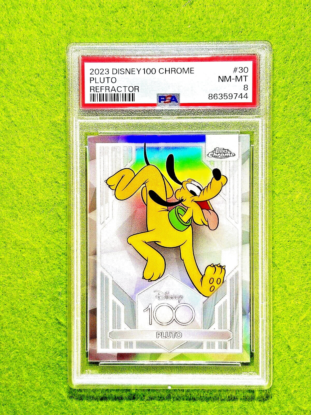 PLUTO of MICKEY MOUSE Disney 100 REFRACTOR POP 1/1 PSA 8 Card 2023