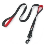 PLUTUS PET Double Handle Dog Leash 6ft Long, Padded Traffic Handle, Heavy Duty and Reflective, Training Leash for Medium Large Dogs, Black