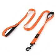 PLUTUS PET Double Handle Dog Leash 6ft Long, Padded Traffic Handle, Heavy Duty and Reflective, Training Leash for Medium Large Dogs, Orange