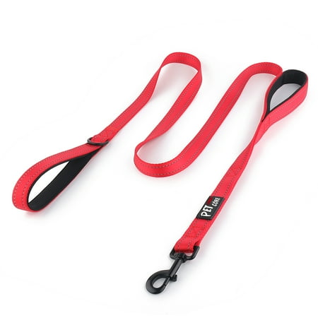 PLUTUS PET Double Handle Dog Leash 6ft Long, Padded Traffic Handle, Heavy Duty and Reflective, Training Leash for Medium Large Dogs, Red
