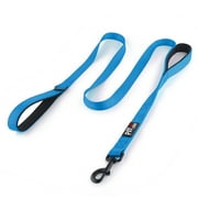 PLUTUS PET Double Handle Dog Leash 6ft Long, Padded Traffic Handle, Heavy Duty and Reflective, Training Leash for Medium Large Dogs, Sky Blue
