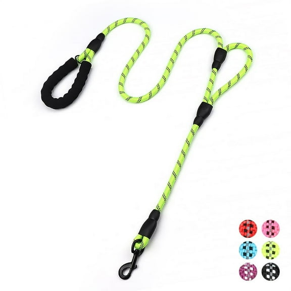 PLUTUS PET Double Handle Rope Dog Leash 6ft Long, Padded Traffic Handle, Heavy Duty and Reflective, Training Leash for Medium Large Dogs, Green