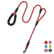 PLUTUS PET Double Handle Rope Dog Leash 6ft Long, Padded Traffic Handle, Heavy Duty and Reflective, Training Leash for Medium Large Dogs, Red