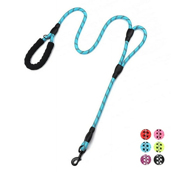 PLUTUS PET Double Handle Rope Dog Leash 6ft Long, Padded Traffic Handle, Heavy Duty and Reflective, Training Leash for Medium Large Dogs, Sky Blue