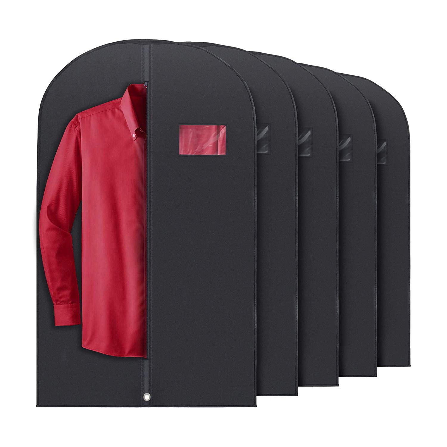 Set of 5 Black Non-Woven Zippered Garment Bags