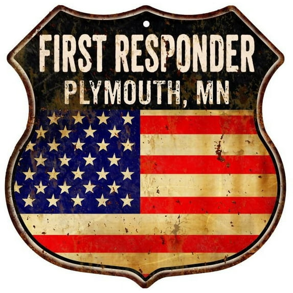 PLYMOUTH, MN First Responder USA 12x12 Metal Sign Fire Police 211110022442