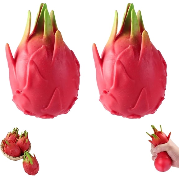 PLYZLE 2pc Realistic Dragon Fruit Squishy, Slow Rising Stress Relief Fidget Toy for Adult Relaxation