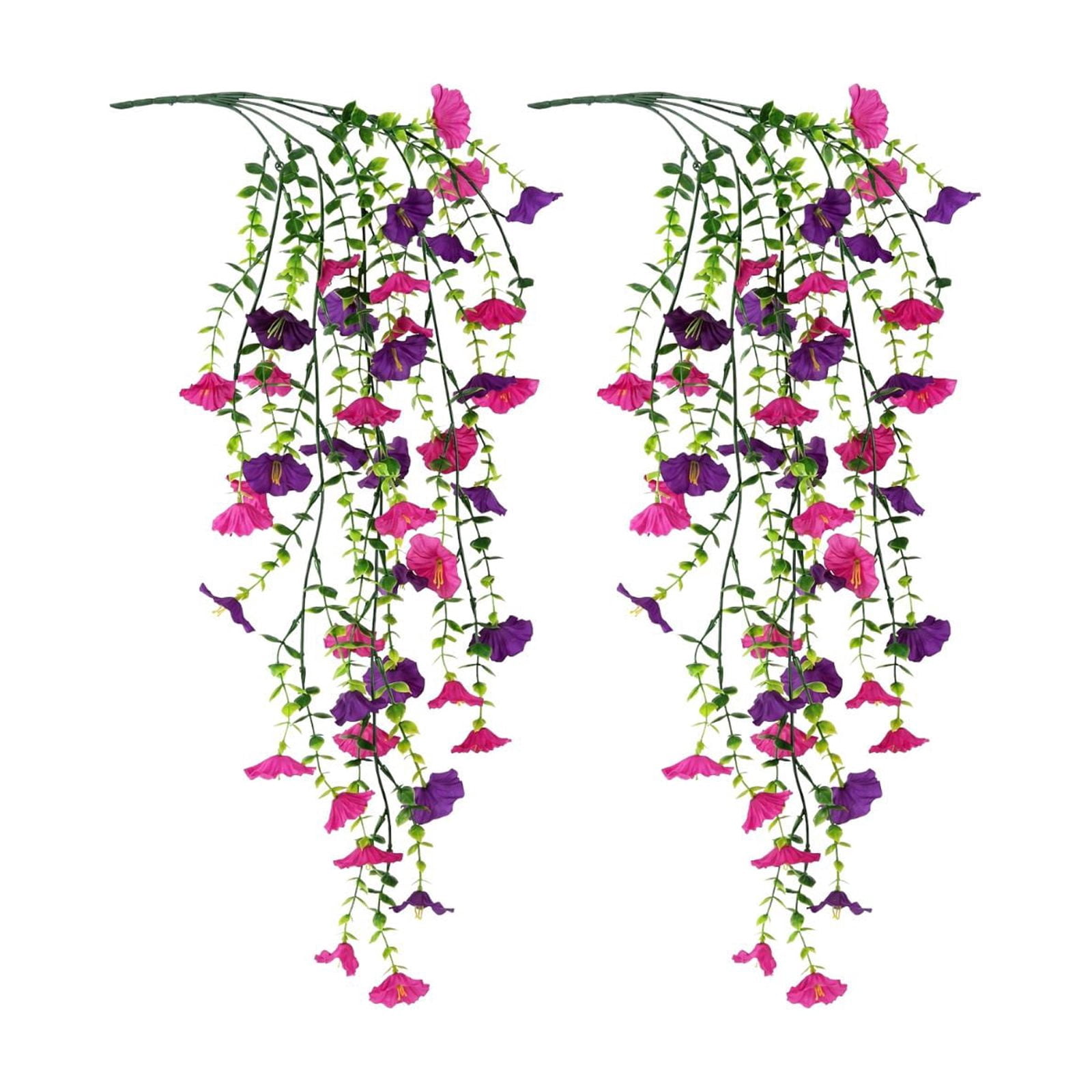 PLYZLE 30in Artificial Hanging Petunias Housewarming Gift, Faux Hanging Flowers, Fake Plants for Garden Lovers Outdoor Decor,2PC