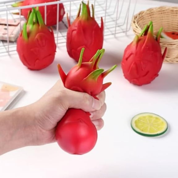 PLYZLE 3pc Slow Rising Dragon Fruit Squishies, Squeeze Sensory Toy for Adult Stress Management