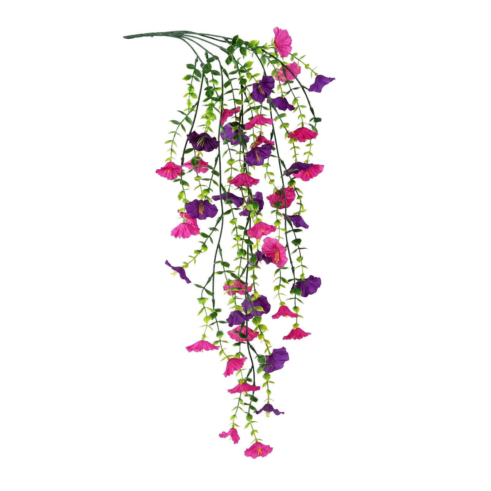 PLYZLE Commercial Grade Artificial Hanging Petunias, 30in UV Resistant Faux Hanging Flowers, Bulk Friendly Fake Trailing Plants for Restaurant Cafe Storefront Decor
