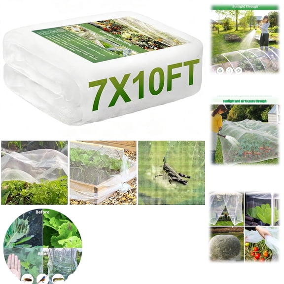 PLYZLE Garden Row Covers Netting 7x10FT, Ultra Fine Mesh Pest Barrier for Plants and Greenhouse
