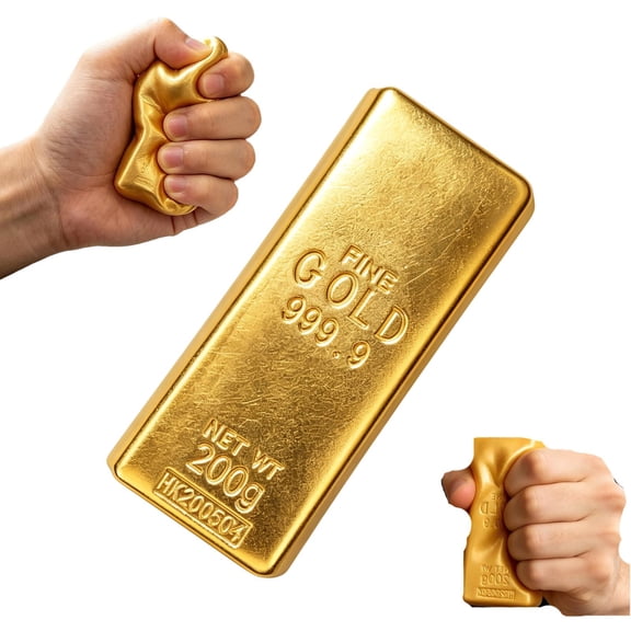 PLYZLE Gold Bar Squeeze Fidget, Ultra Moist Slow Rising Stress Reliever for Anxiety, Creative Hand Tool for Daily Relaxation and Better Focus