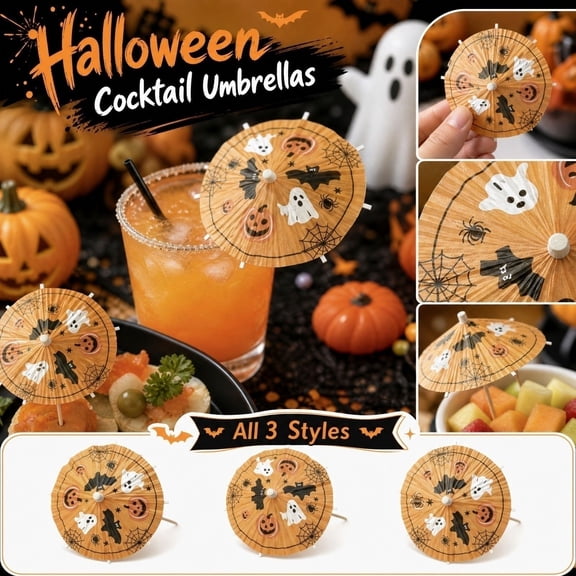 PLYZLE Halloween Cake Topper Decorative Food Picks Jack-O'-Lantern Design for Cupcakes and Party Snacks