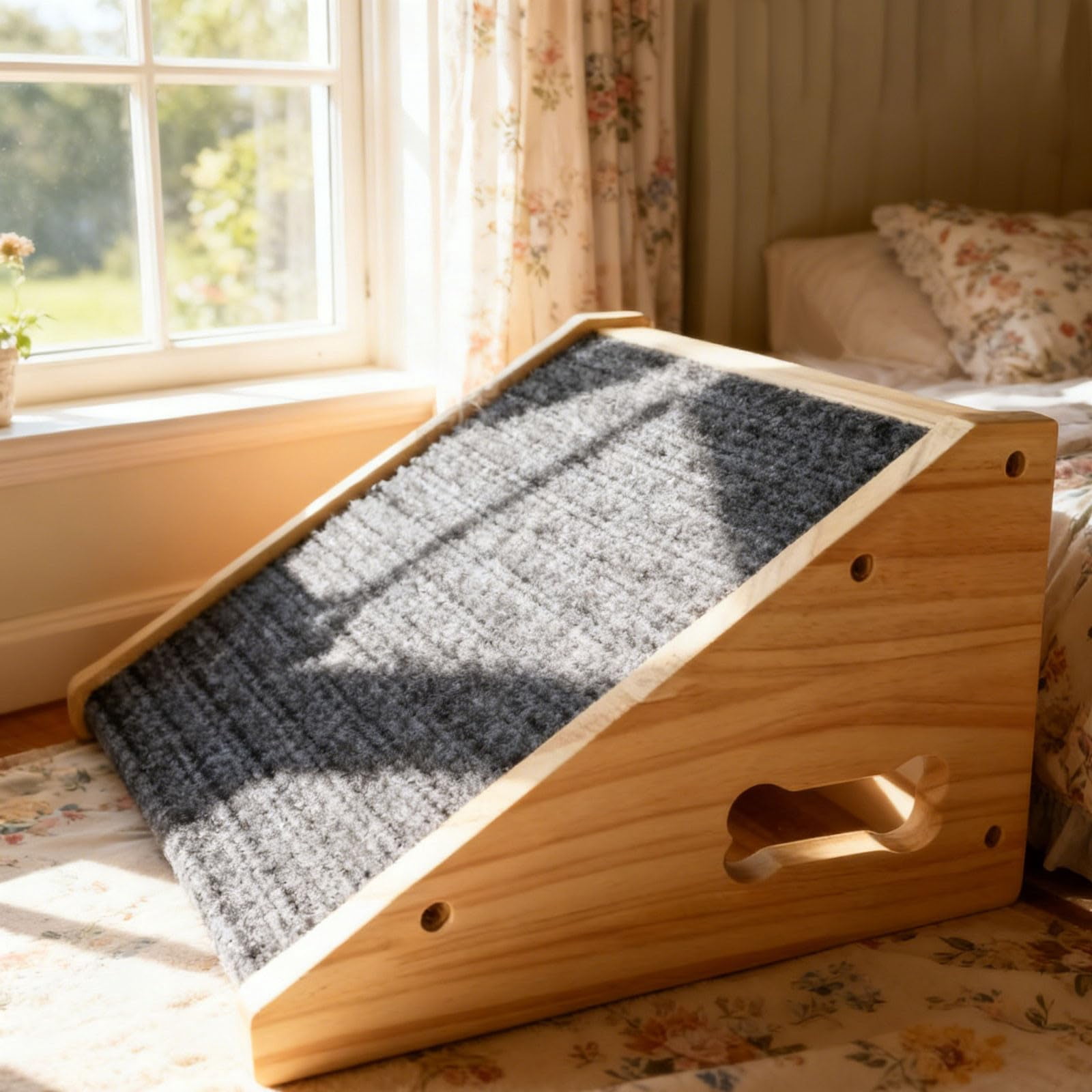 PLYZLE Low Angle Dog Ramp for Senior Dogs, Arthritic Pet Ramp for Bed ...