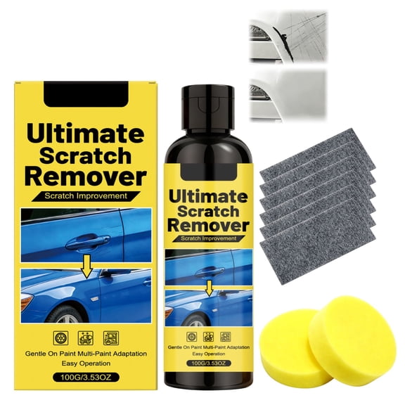 PLYZLE Scratch Remover, PLYZLE Ultimate Scratch Remover, Nano polix Scratch removers with 6 Nano Cloth & 2 Sponges, Quick Fix Removal Paste for Deep Scratches and Restore Shine (3.53 Fl Oz)