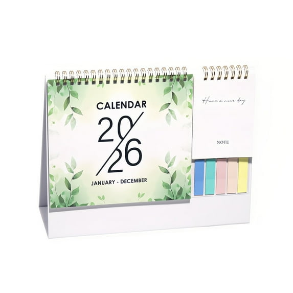 PLYZLE Small Desk Calendar 2026, Standing Desktop Calendar 12 Months, 2 in 1 Flip Calender with Sticky Note & Memo Pages, 9"x10", Thick Paper Floral Calendar for Home School and Office (D)