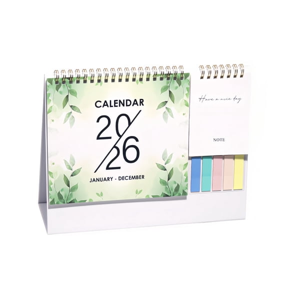 PLYZLE Small Desk Calendar 2026, Standing Desktop Calendar 12 Months, 2 in 1 Flip Calender with Sticky Note & Memo Pages, 9"x10", Thick Paper Floral Calendar for Home School and Office (D)