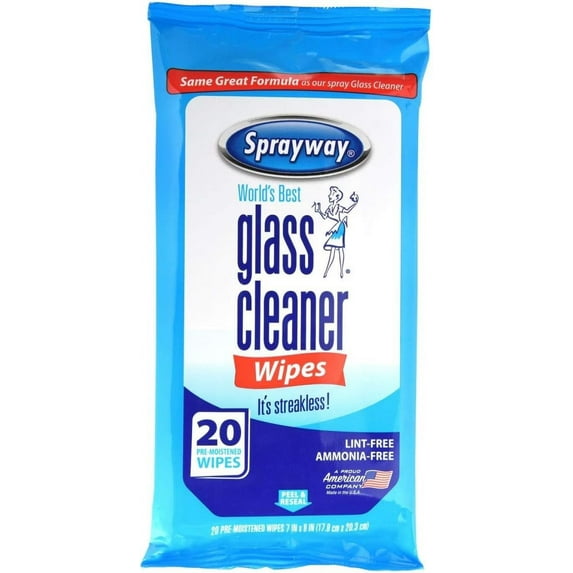 PLZ Aeroscience Sprayway Glass & Surface Cleaner Wipes - Disposable - 20 Count