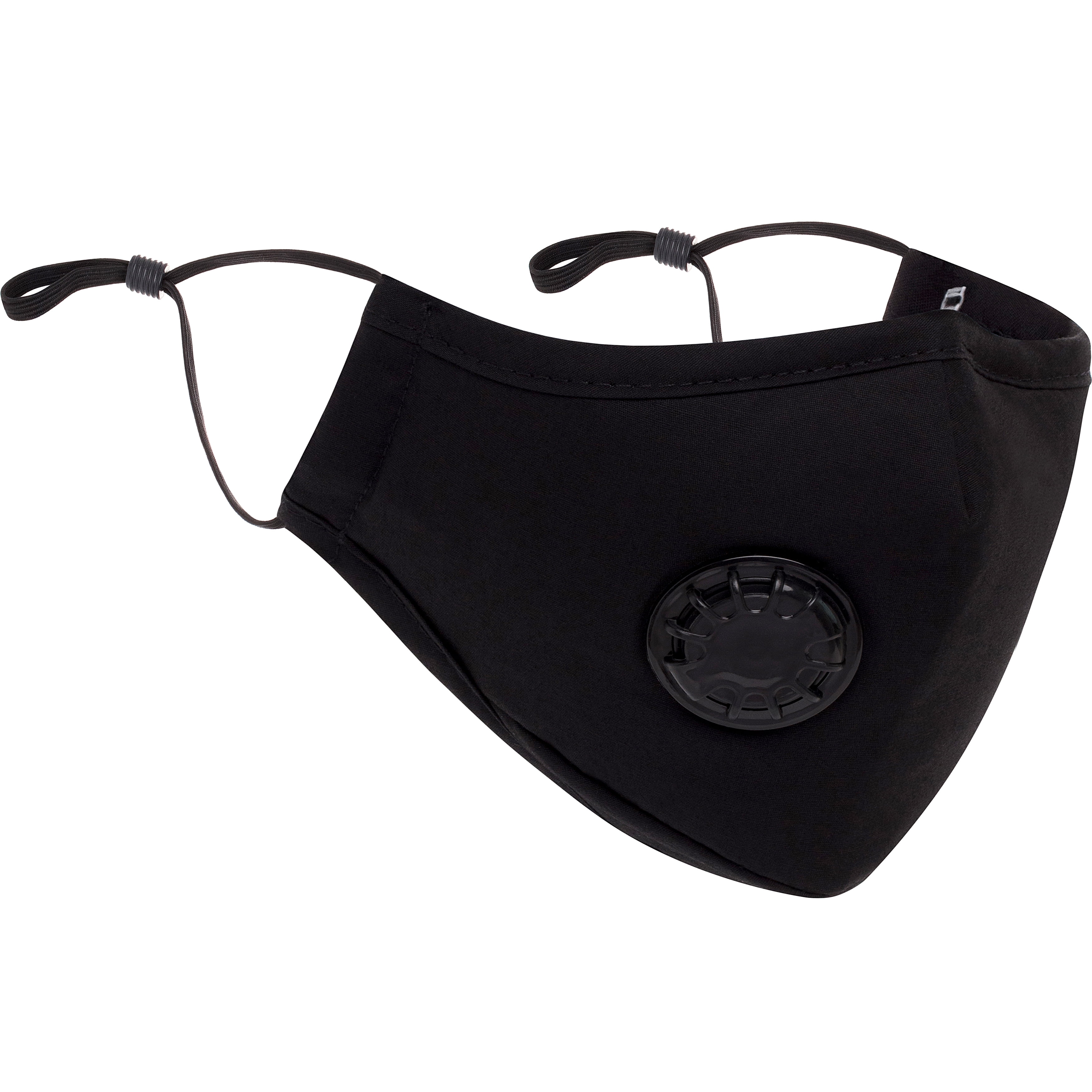 PM 2.5 Mask, Black - Reusable, Washable Cotton Face Mask - 4 Pieces with 8 Filters - Adjustable Ear Bands and Nose Bridge - Removable Air Valve Protects Against Pollutants and Other Airborne Particles