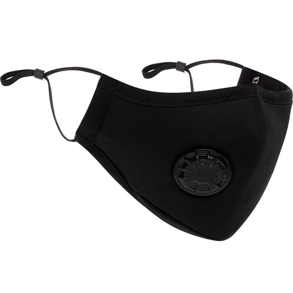 PM 2.5 Mask, Black - Reusable, Washable Cotton Face Mask - 4 Pieces with 8 Filters - Adjustable Ear Bands and Nose Bridge - Removable Air Valve Protects Against Pollutants and Other Airborne Particles